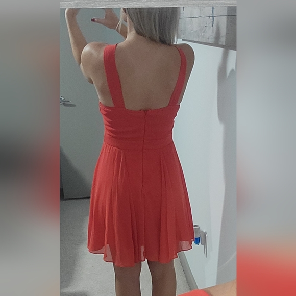 Lulus flowy fit and flare coral dress - Picture 2 of 5